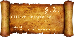 Gillich Krisztofer névjegykártya